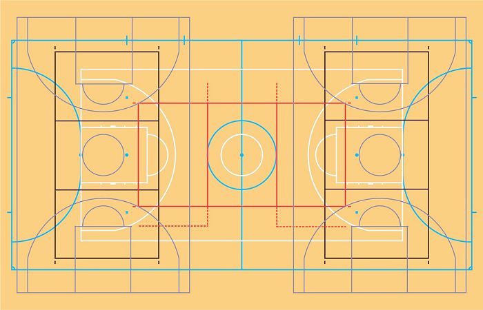 проект разметки спортивного зала для минифутбола, баскетбола и волейбола
